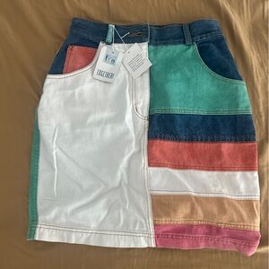 Together Vintage Multicolor Colorblock Denim Skirt